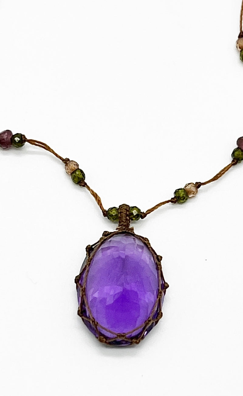 Sharing Bijoux Tibetan Gemstone Pendant, Amethyst