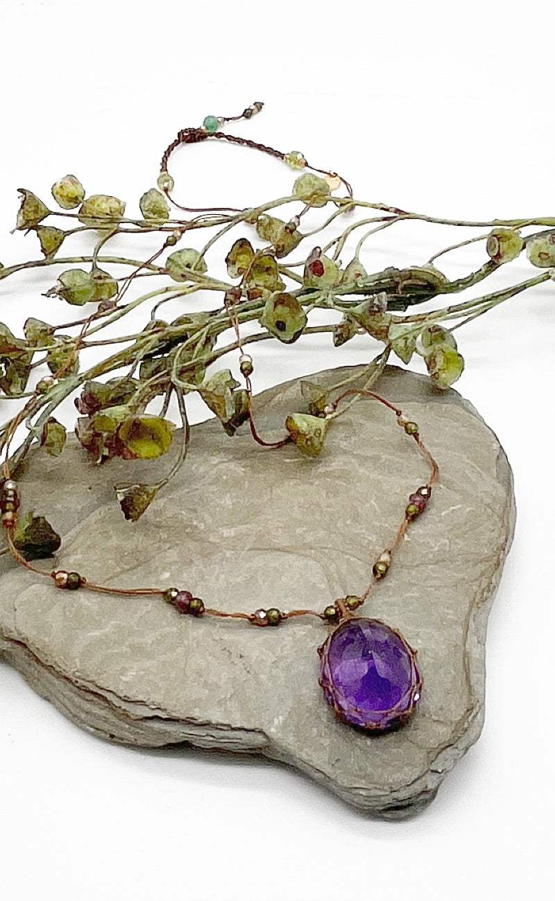 Sharing Bijoux Tibetan Gemstone Pendant, Amethyst