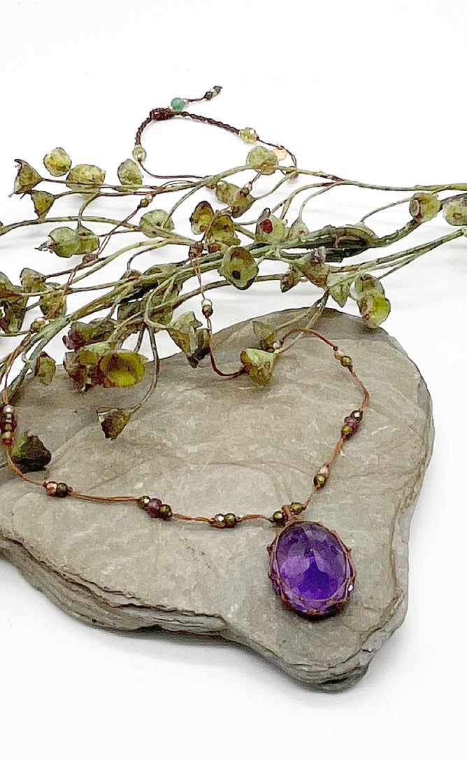 Sharing Bijoux Tibetan Gemstone Pendant, Amethyst