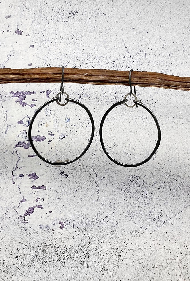 red i jewelry Baby Hoops, Oxidized Silver
