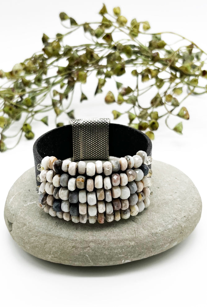 Martell Studio Wide Australian Opal Leather Bracelet