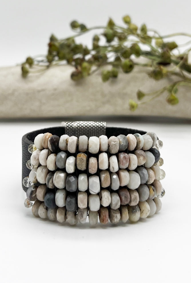 Martell Studio Wide Australian Opal Leather Bracelet