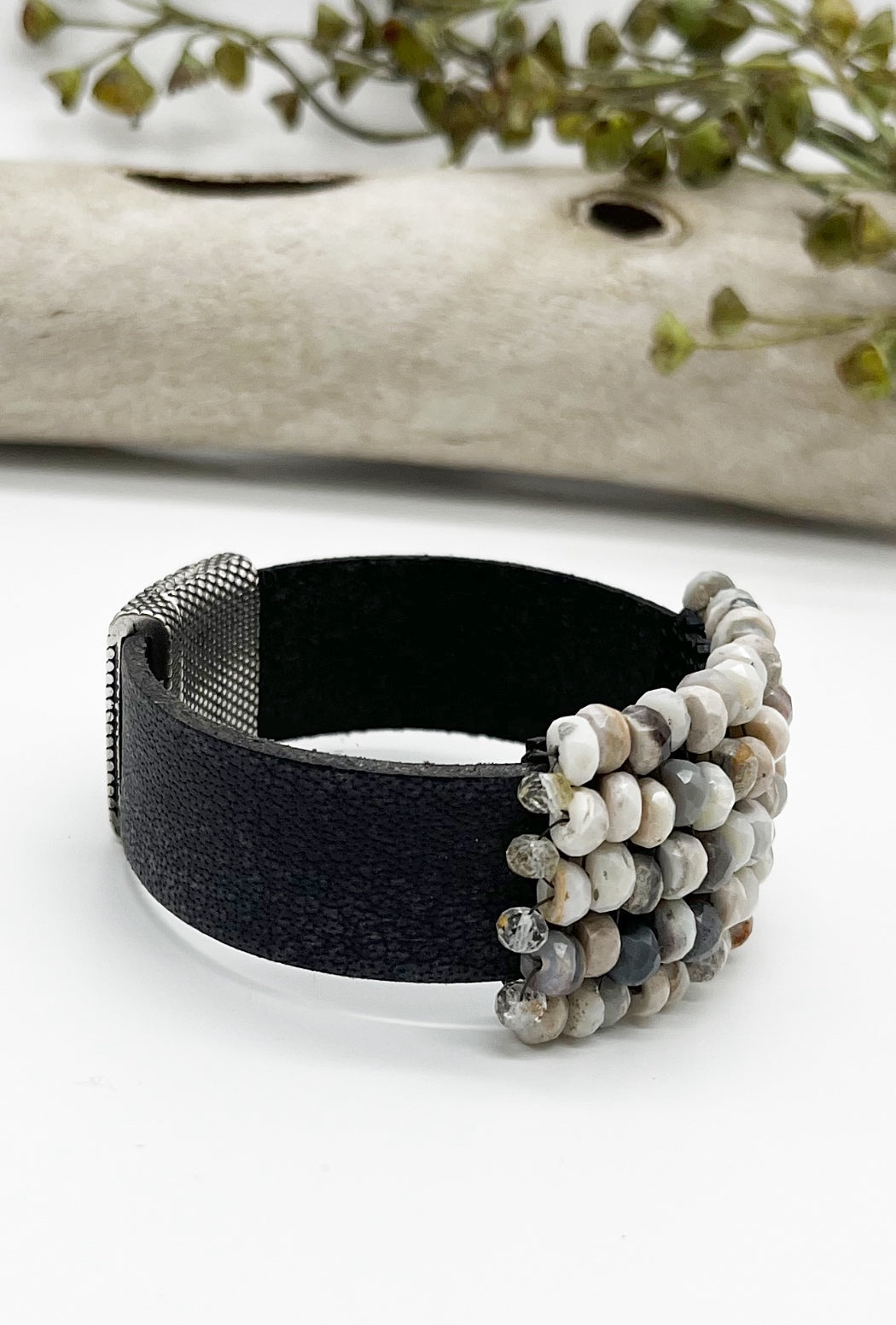 Martell Studio Wide Australian Opal Leather Bracelet