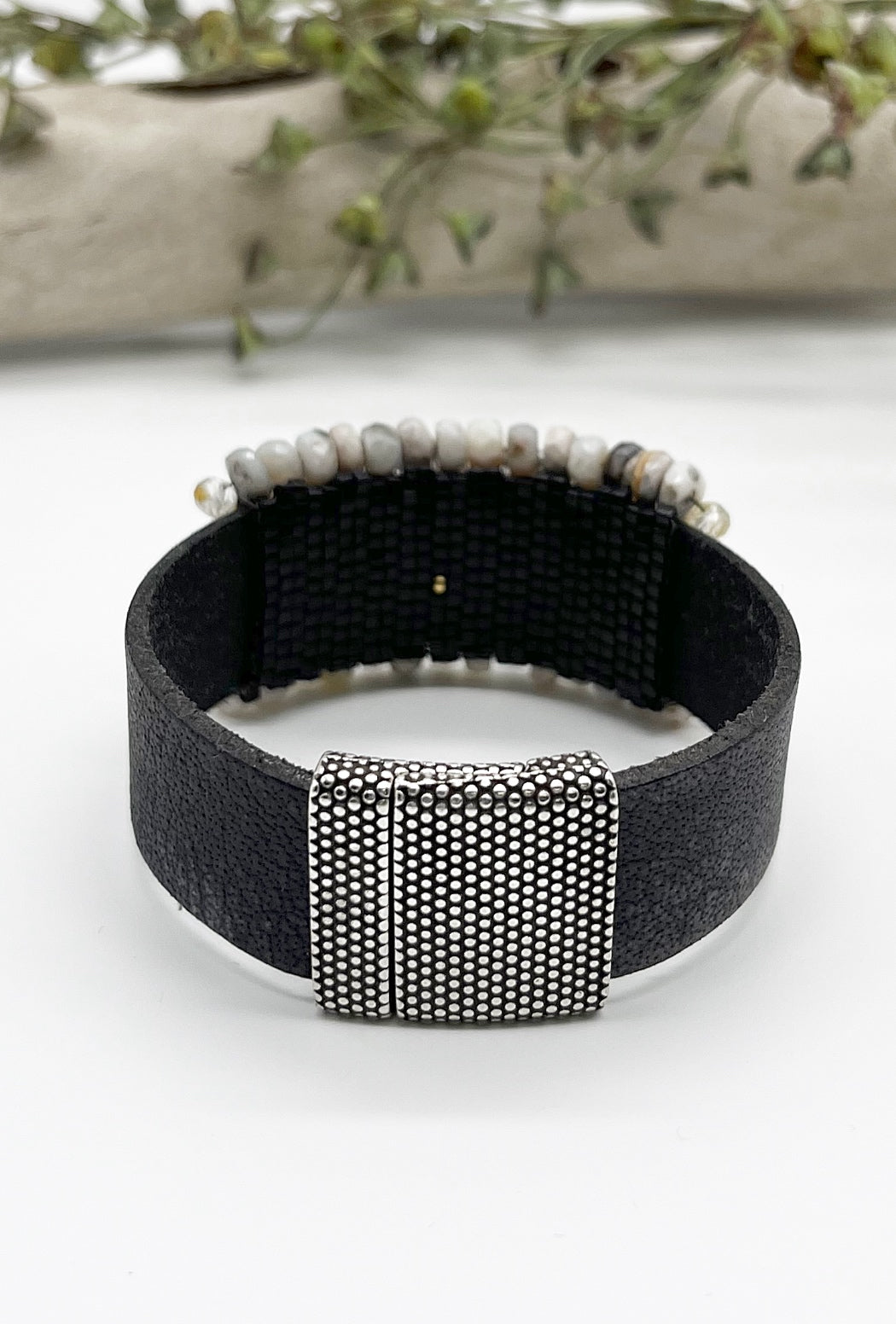 Martell Studio Wide Australian Opal Leather Bracelet
