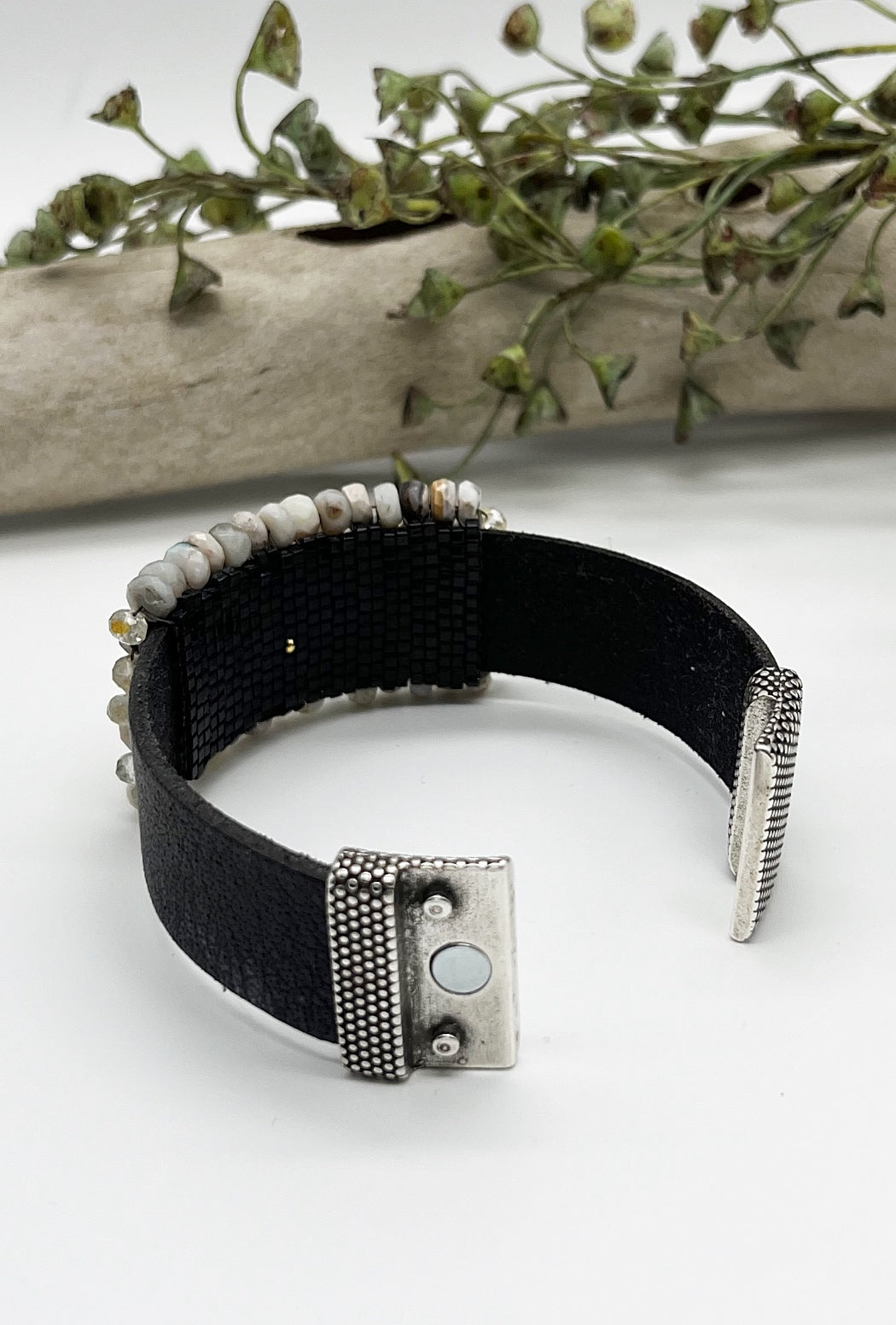 Martell Studio Wide Australian Opal Leather Bracelet