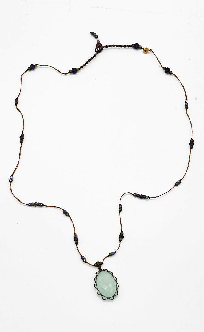 Sharing Bijoux Tibetan Gemstone Pendant, Blue Chalcedony