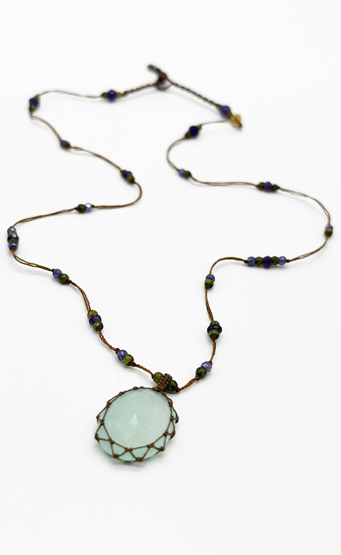 Sharing Bijoux Tibetan Gemstone Pendant, Blue Chalcedony