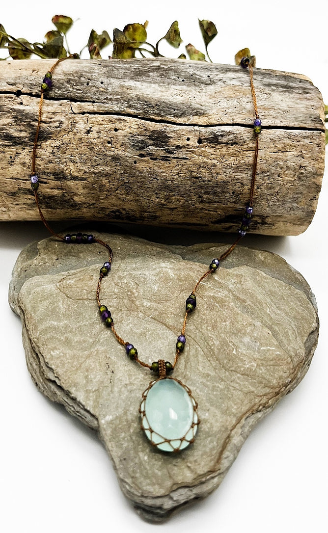 Sharing Bijoux Tibetan Gemstone Pendant, Blue Chalcedony