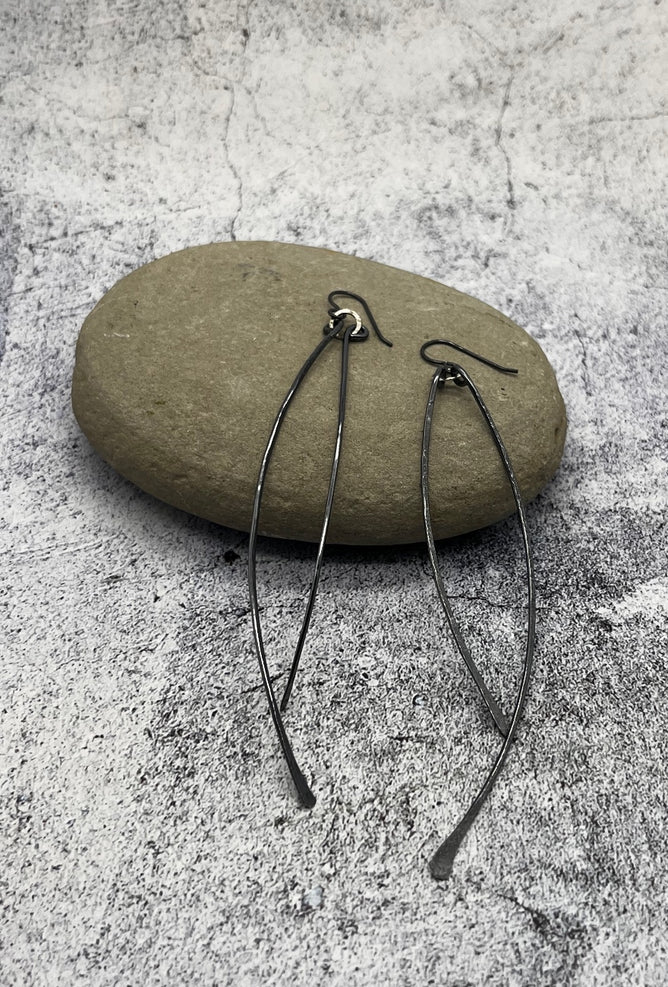 Red I Jewelry Drama Queen Earrings, Oxidized Silver