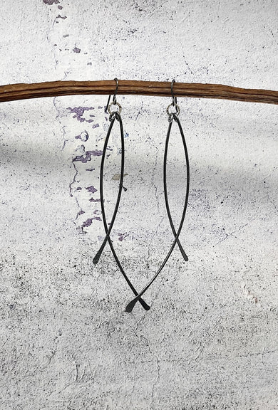 Red I Jewelry Drama Queen Earrings, Oxidized Silver