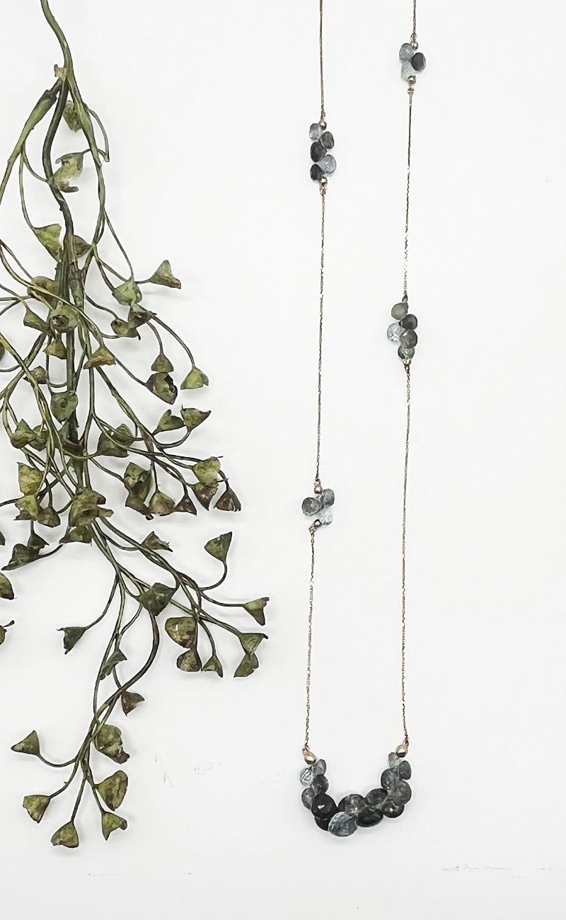 Rachel Atherley 14K Gold Caviar Eternity Neck, Moss Aquamarine