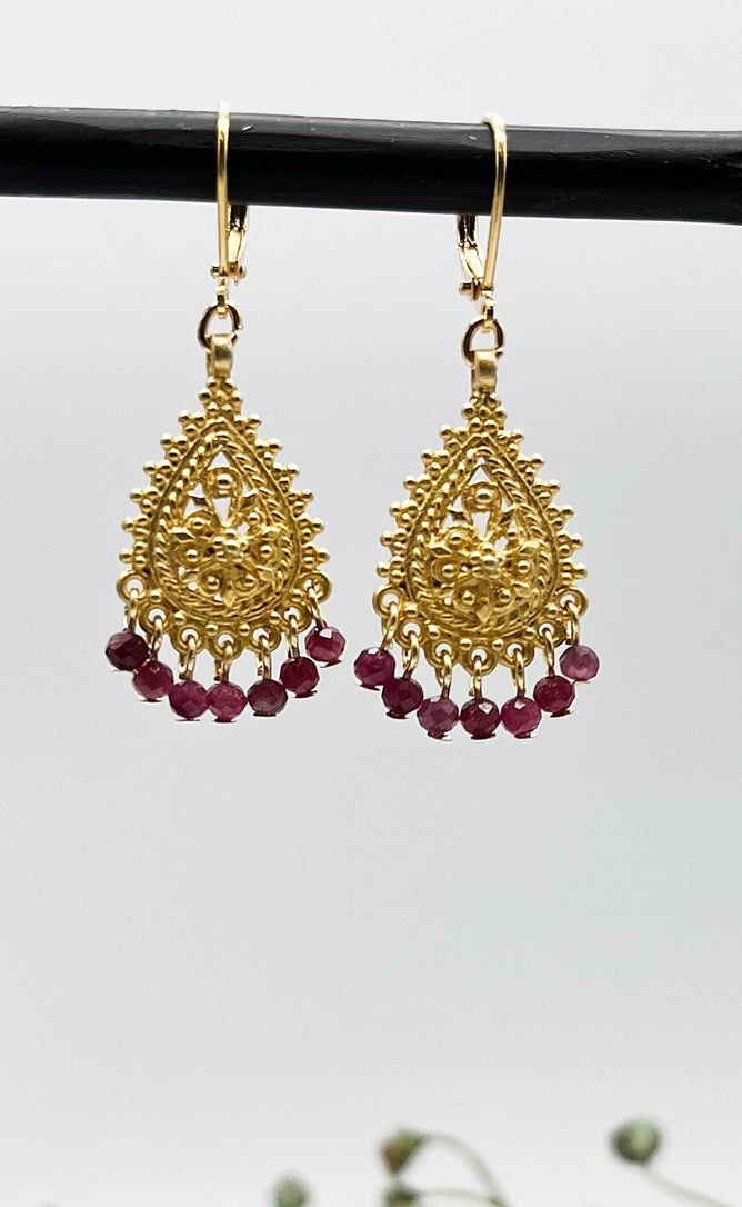 Rachel Reinhardt Gold Filagree And Tourmaline Earrings
