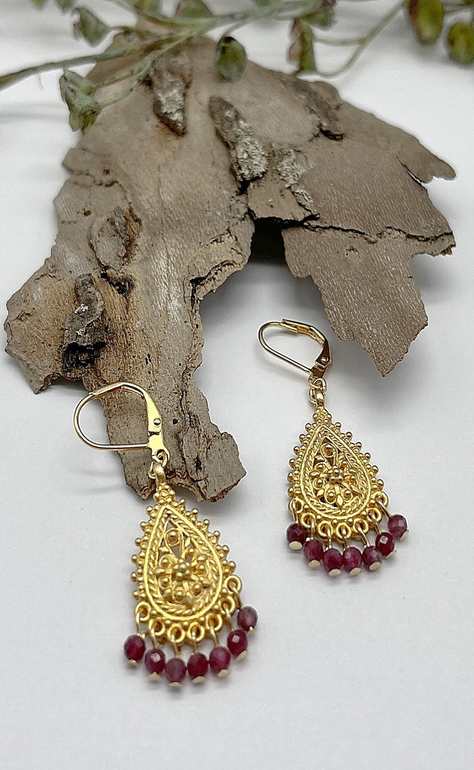 Rachel Reinhardt Gold Filagree And Tourmaline Earrings