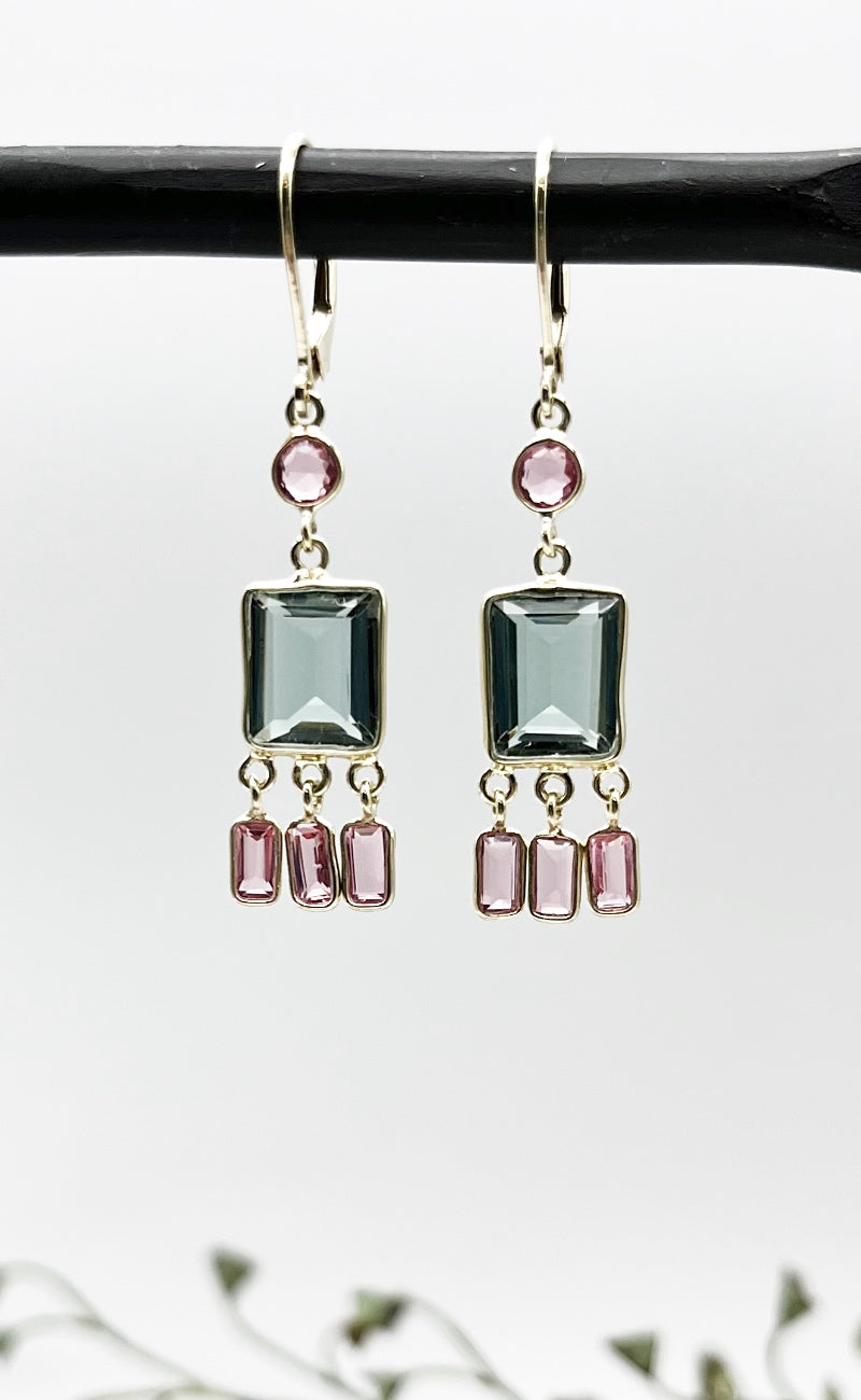Rachel Reinhardt Green And Pink Quartz Fringe Earrings