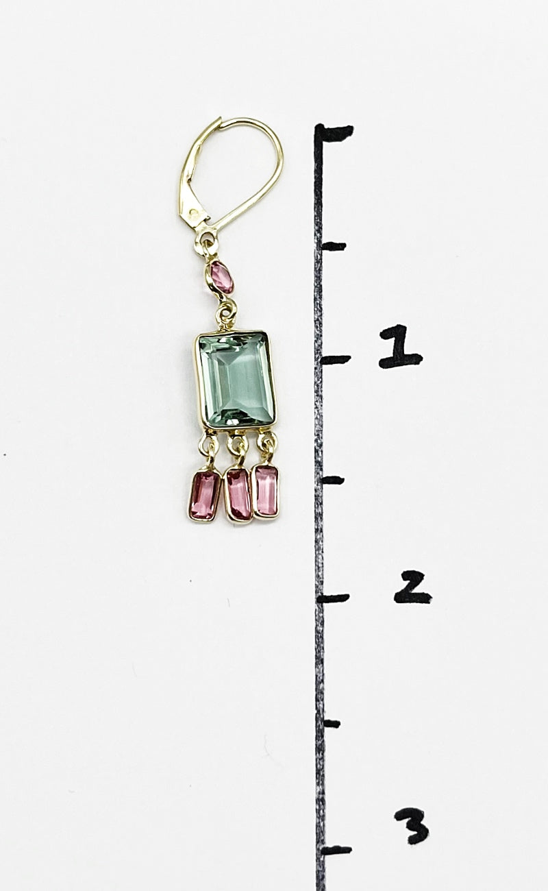 Rachel Reinhardt Green And Pink Quartz Fringe Earrings