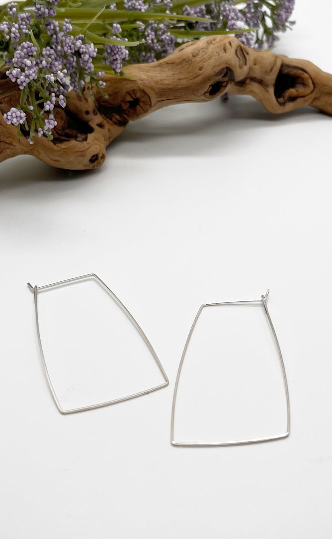 Delisch Large Square Hoops, Silver