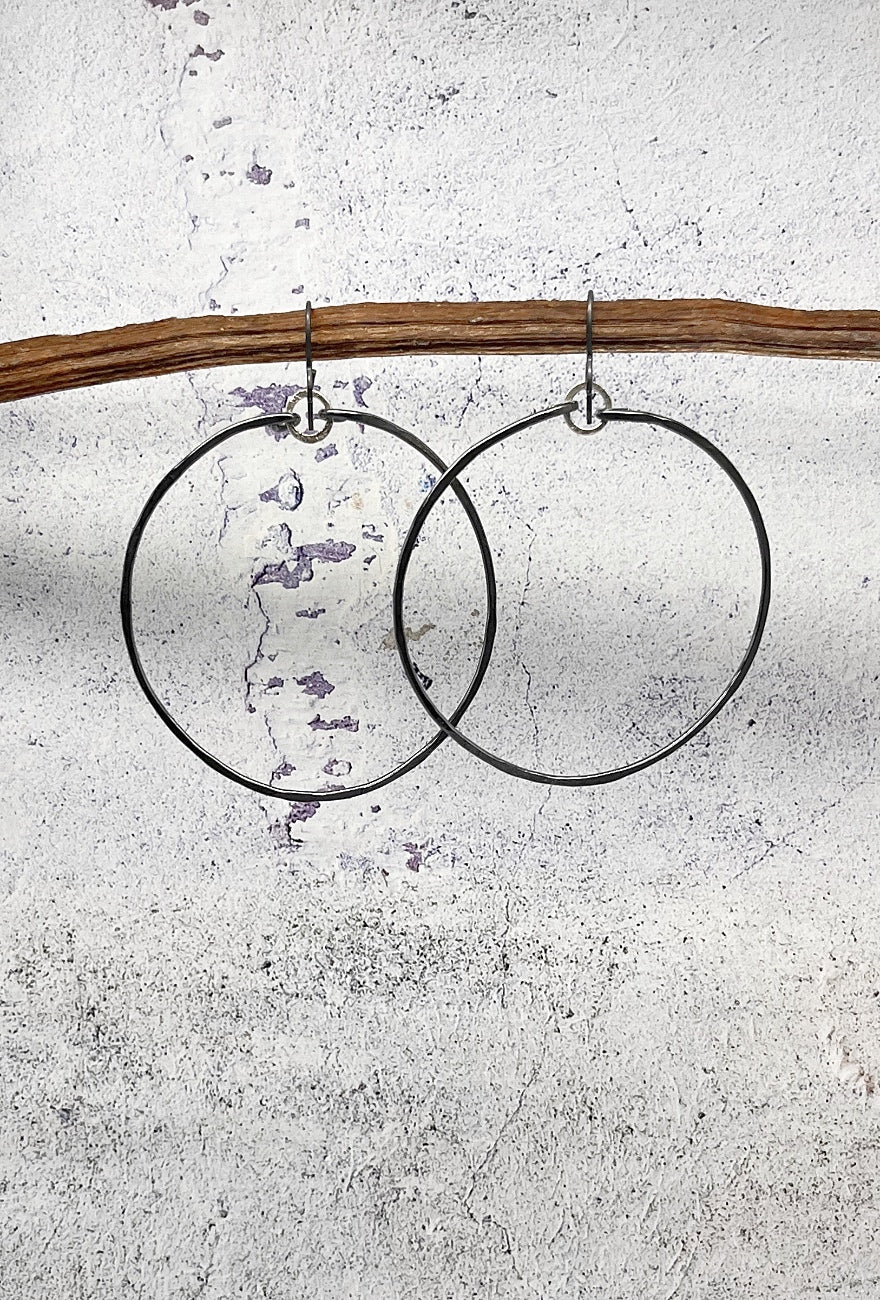 red i jewelry Medium Hoops, Oxidized Silver