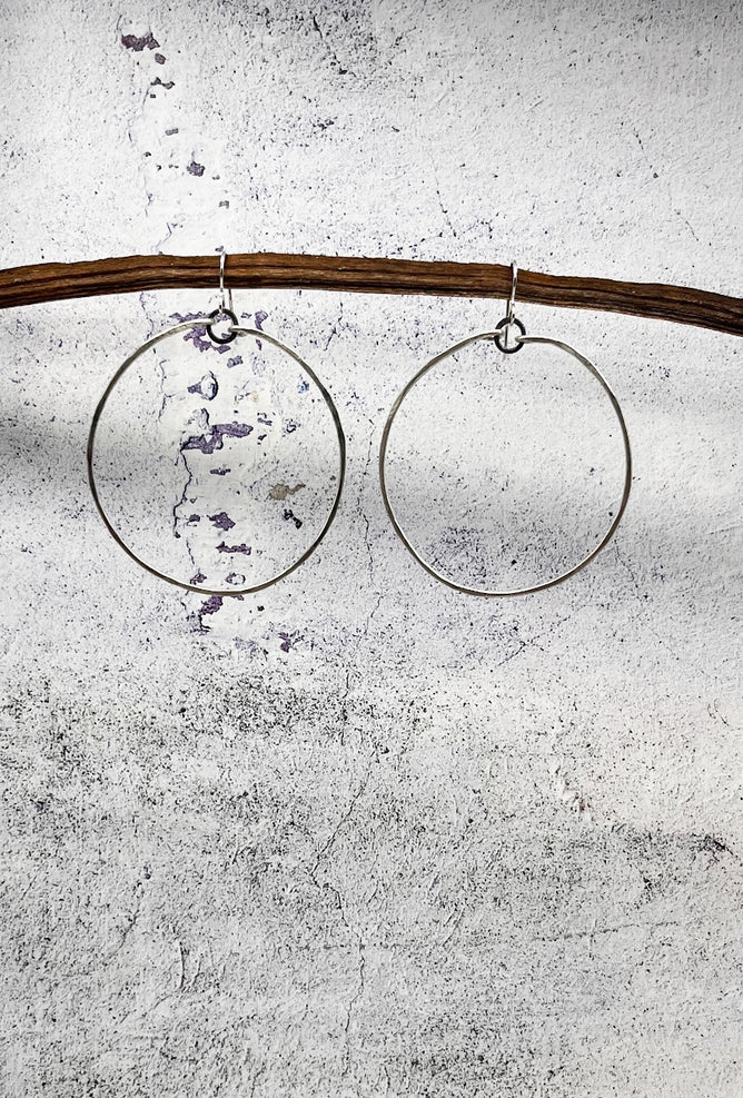 red i jewelry Medium Hoops, Bright Silver