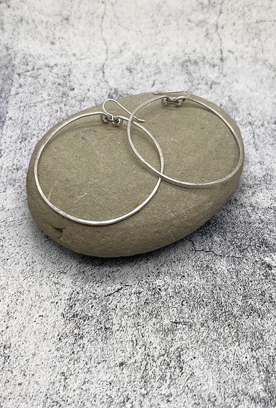 red i jewelry Medium Hoops, Bright Silver