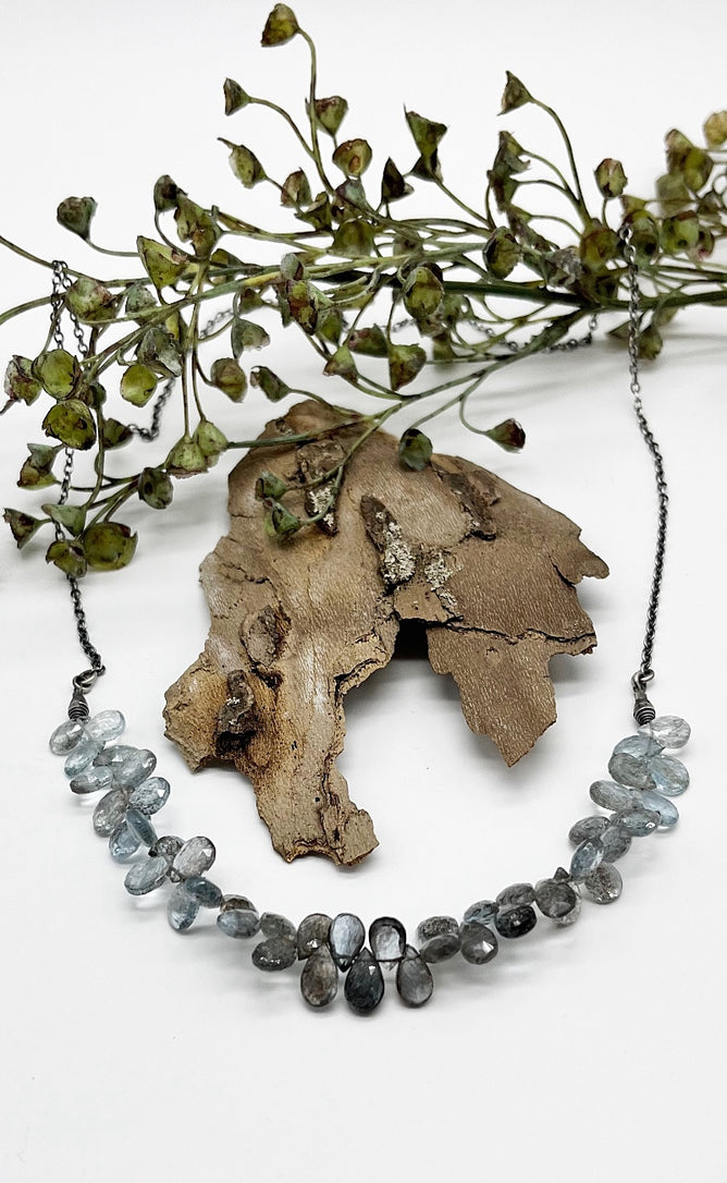 Deborah Woolfork Long Moss Aquamarine Necklace
