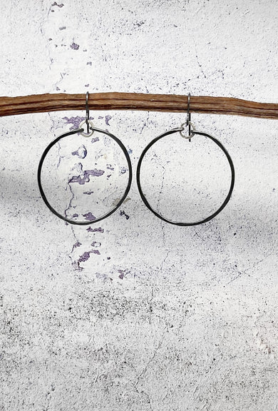 red i jewelry Pill Box Hoops, Oxidized Silver