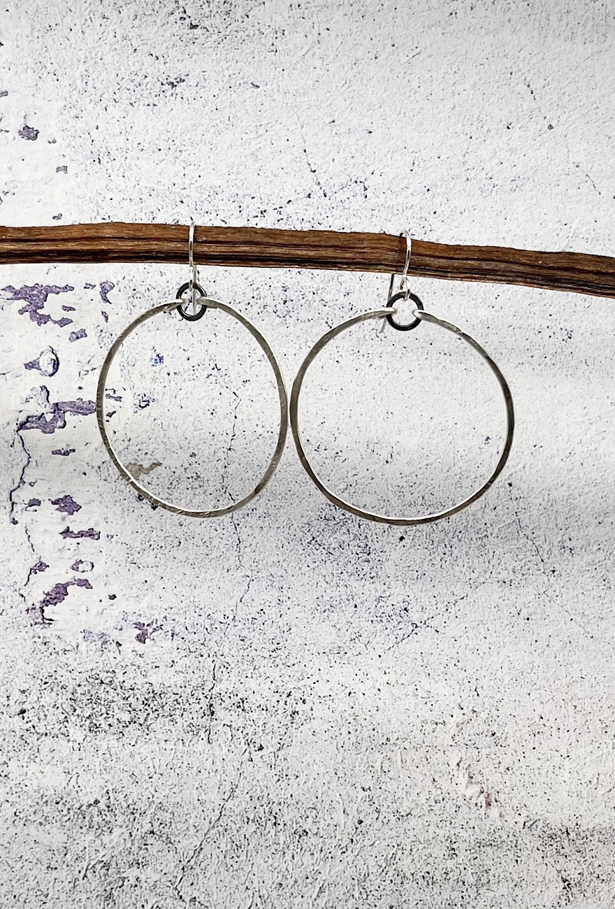 red i jewelry Pill Box Hoops, Bright Silver