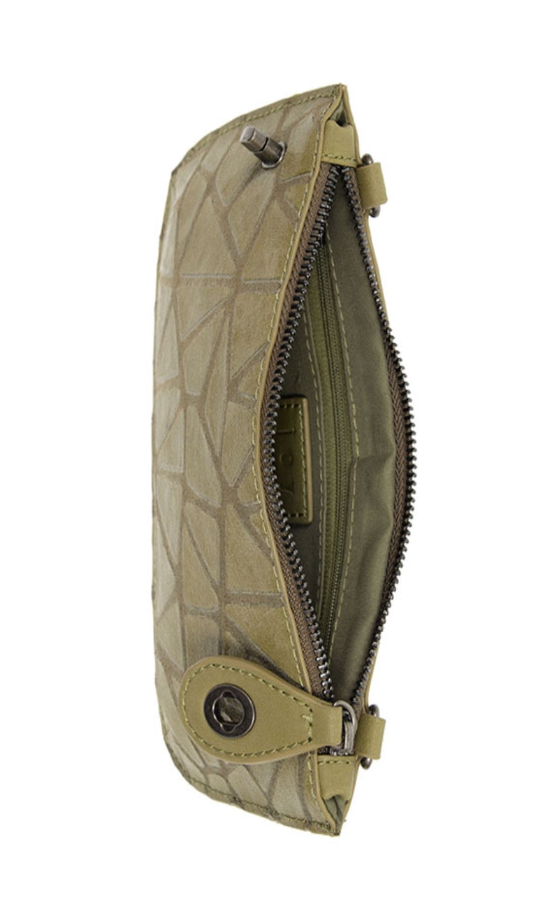 Joy Susan Mini Crossbody Wristlet, Sage Geo