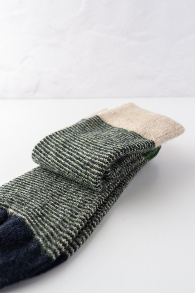 Santacana Madrid Tri Color Wool Blend Sock, Beige