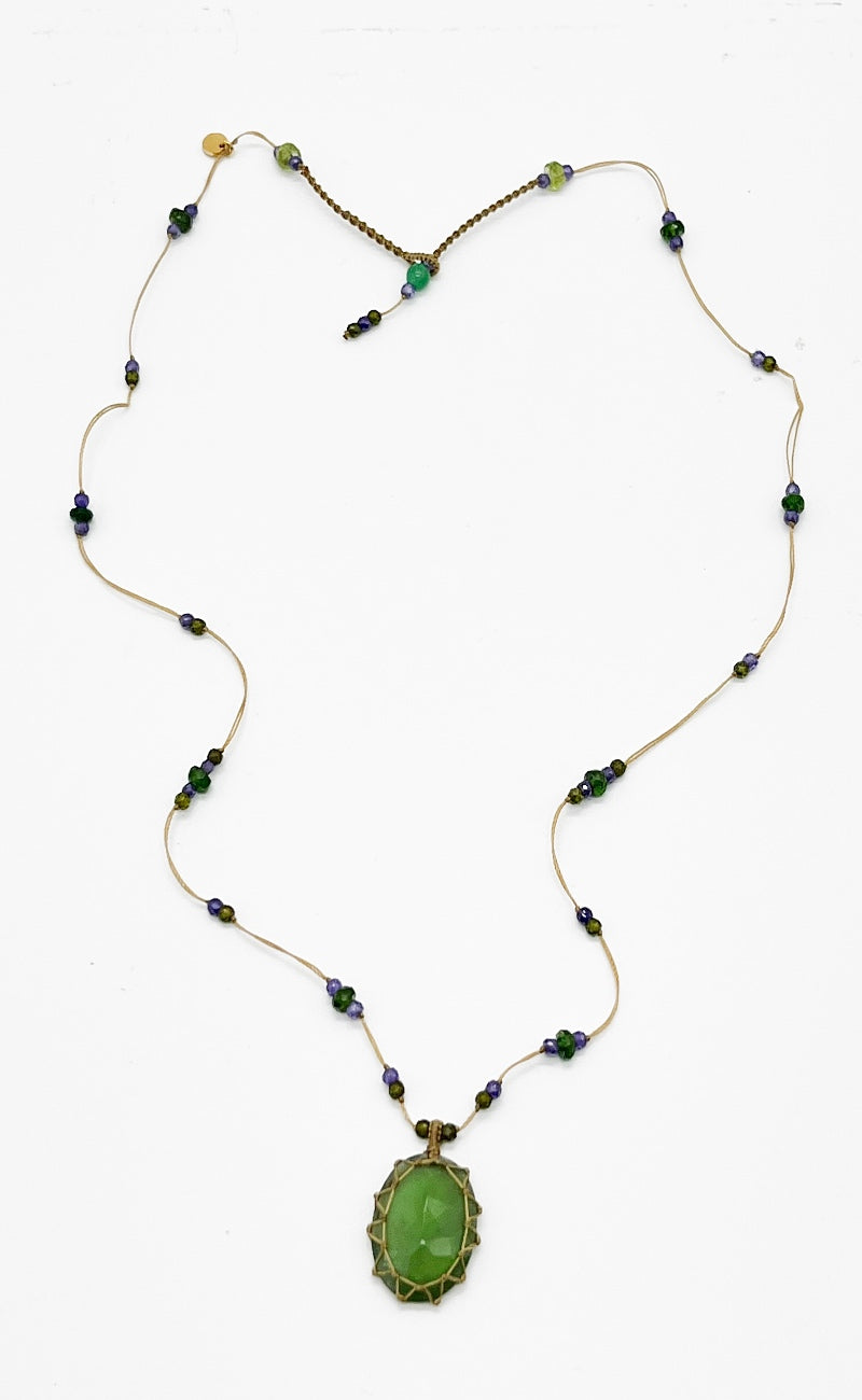 Sharing Bijoux Tibetan Gemstone Pendant, Green Serpentine