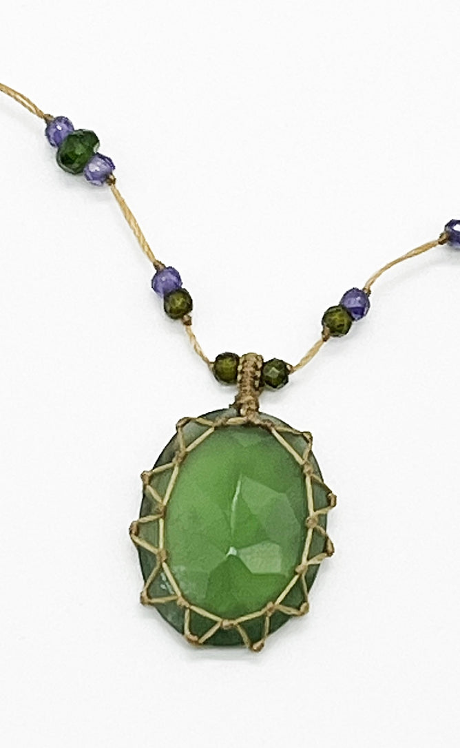 Sharing Bijoux Tibetan Gemstone Pendant, Green Serpentine