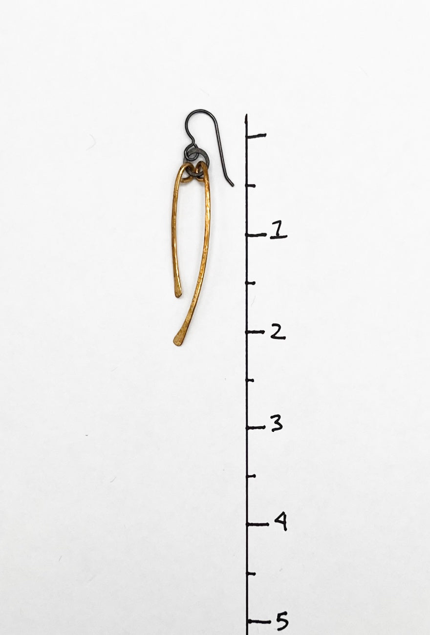 red i jewelry Swoop Earrings, Oxidized Silver