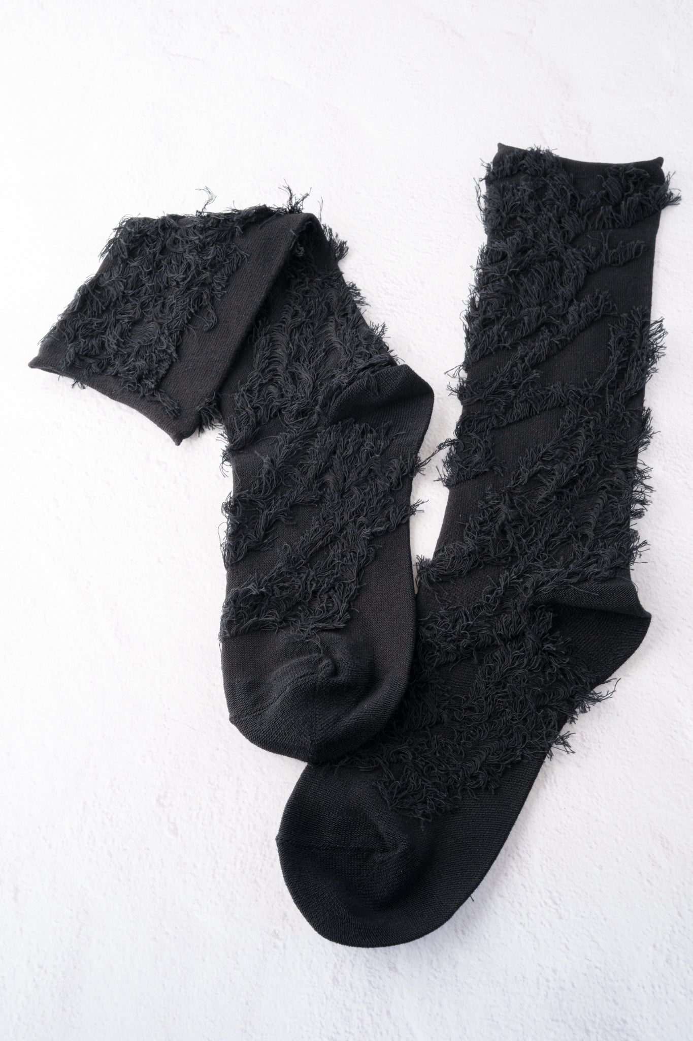 Moyuru Fringe Detail Socks, Black
