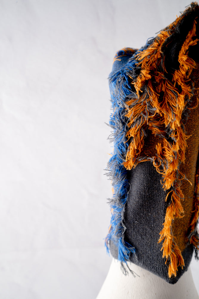 Moyuru Fringe Detail Socks, Gold and Blue