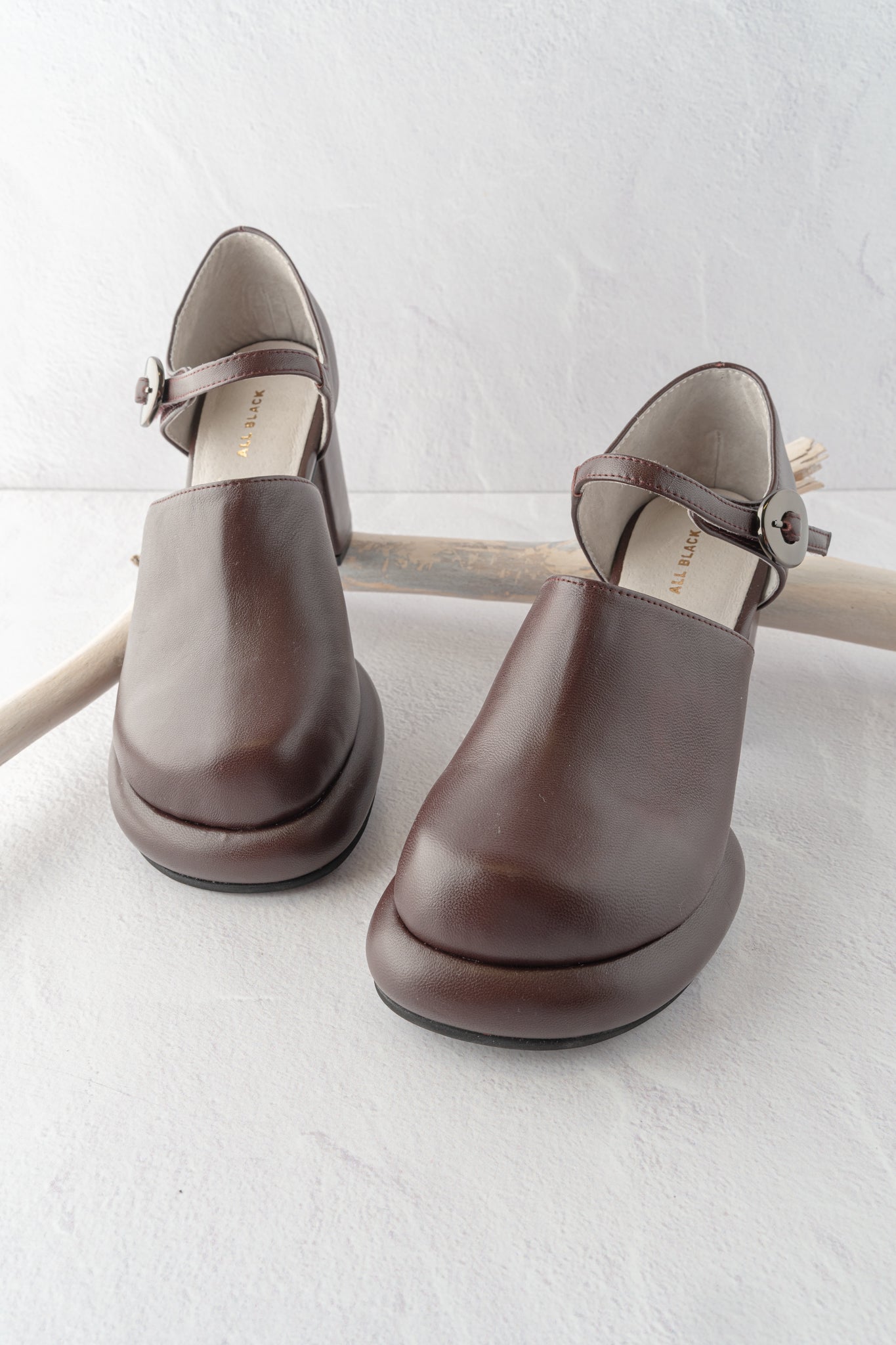 All Black Mod Buckle Mary Jane, Wine