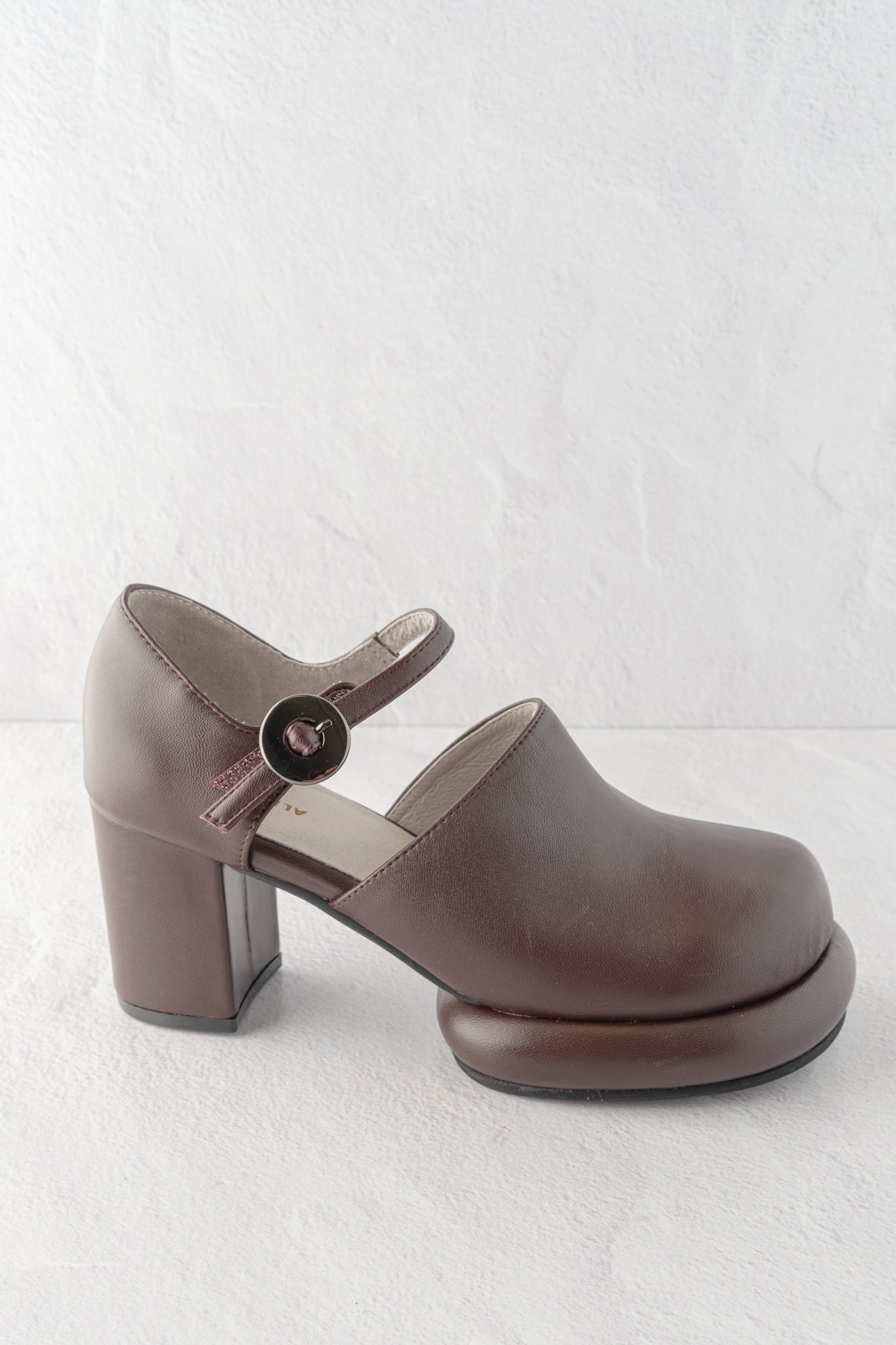 All Black Mod Buckle Mary Jane, Wine