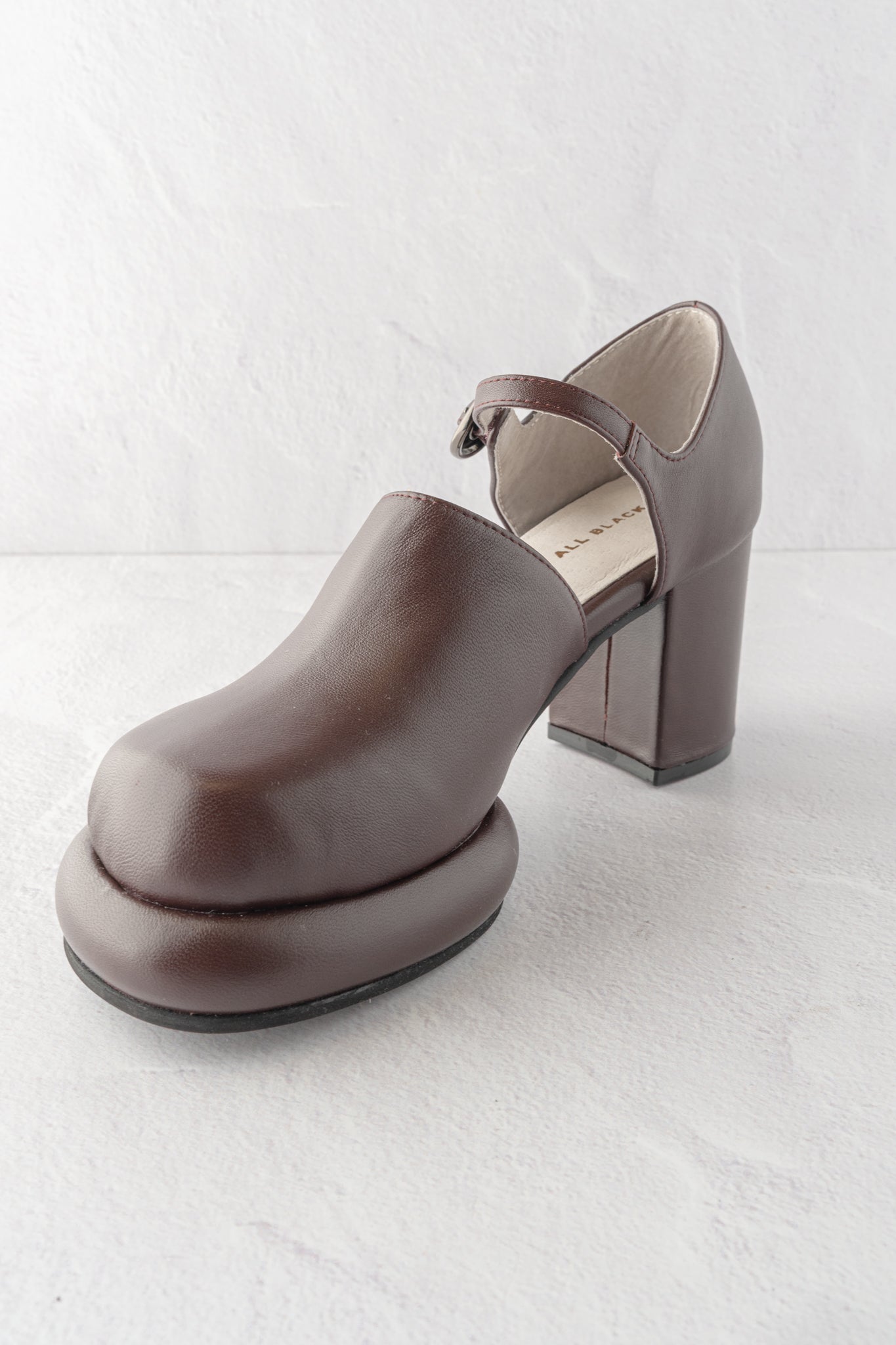 All Black Mod Buckle Mary Jane, Wine