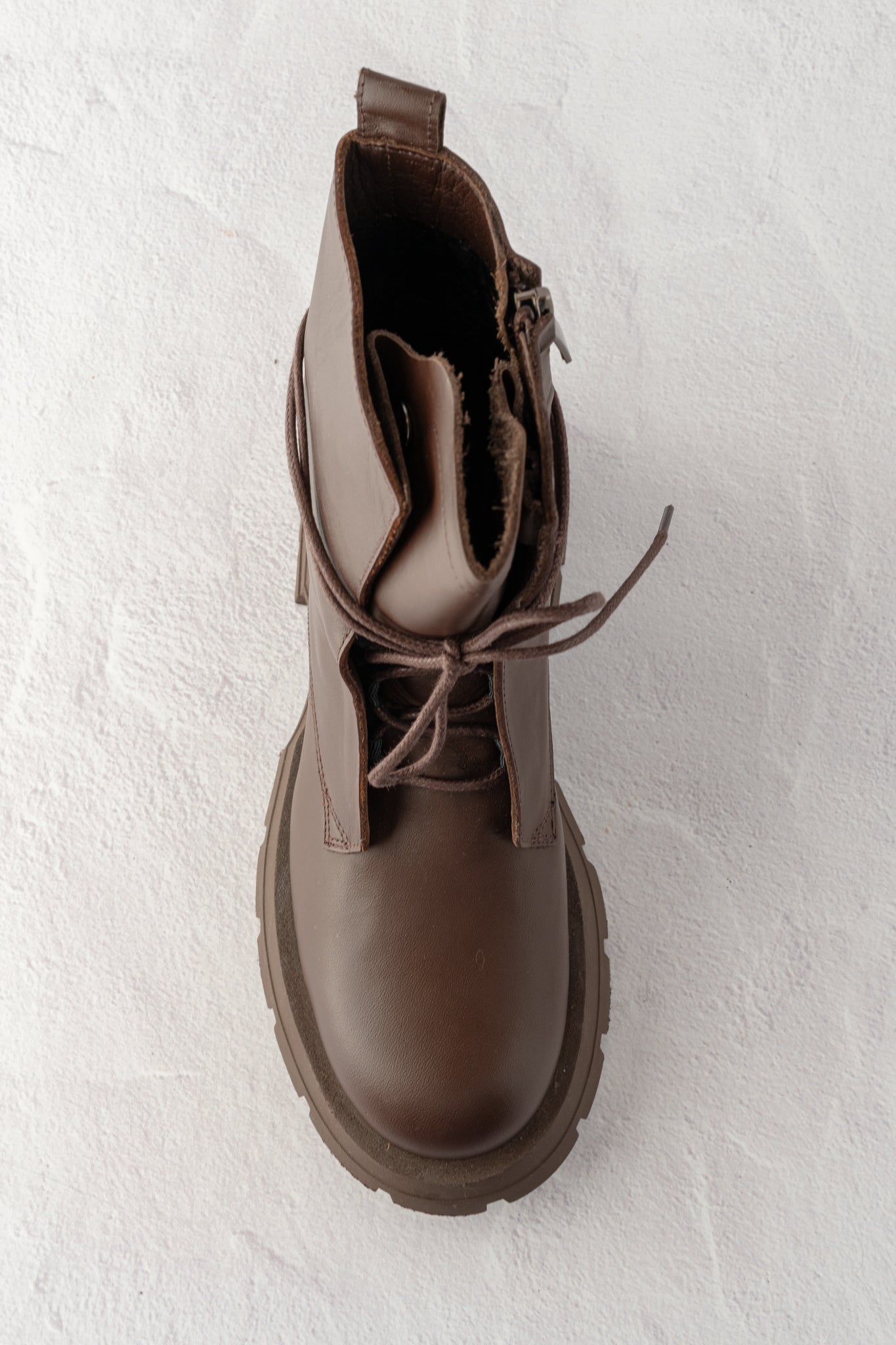 All Black Tie Lugg Boot, Brown