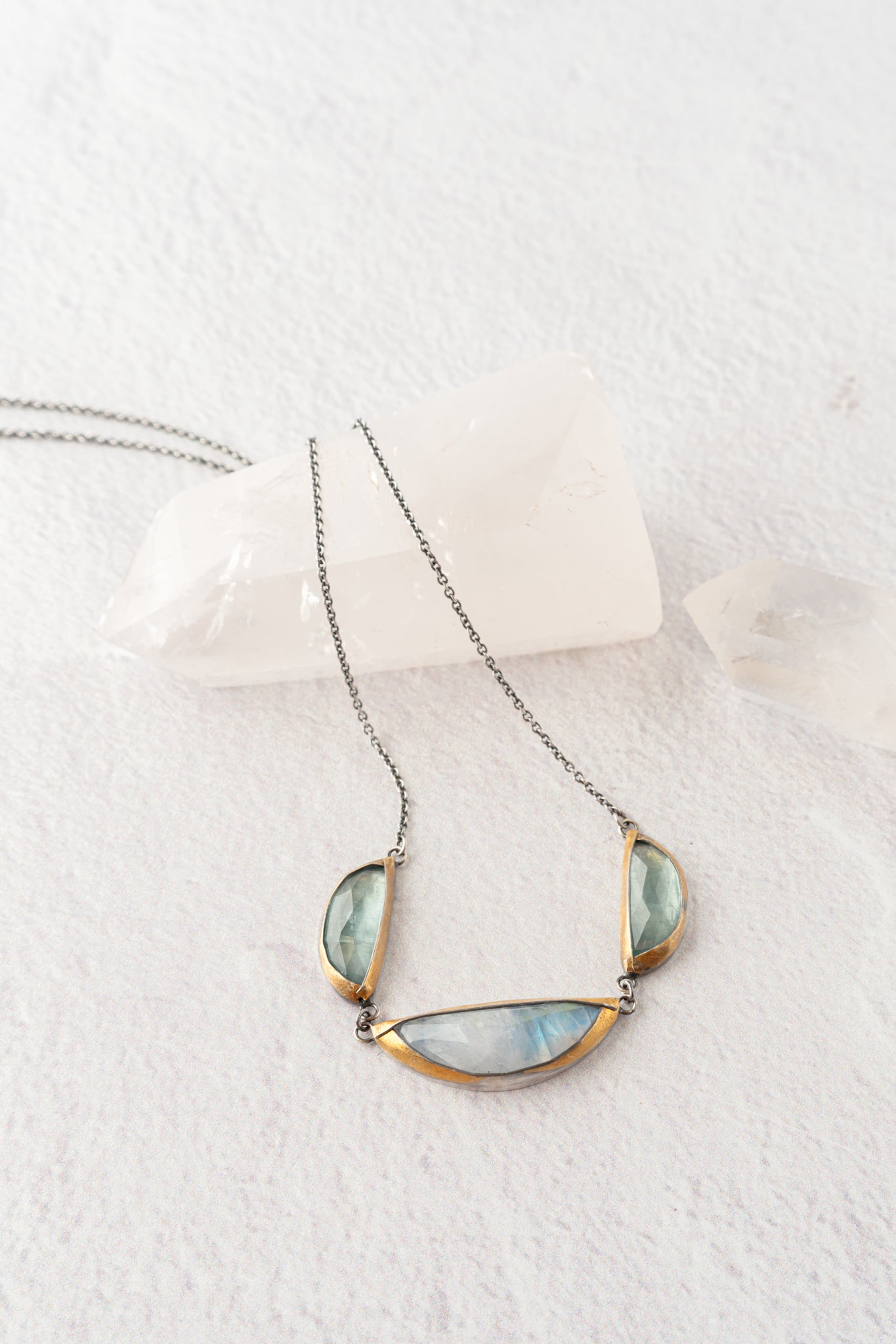 Austin Titus Studio Folded Triple Crescent Necklace, Multi