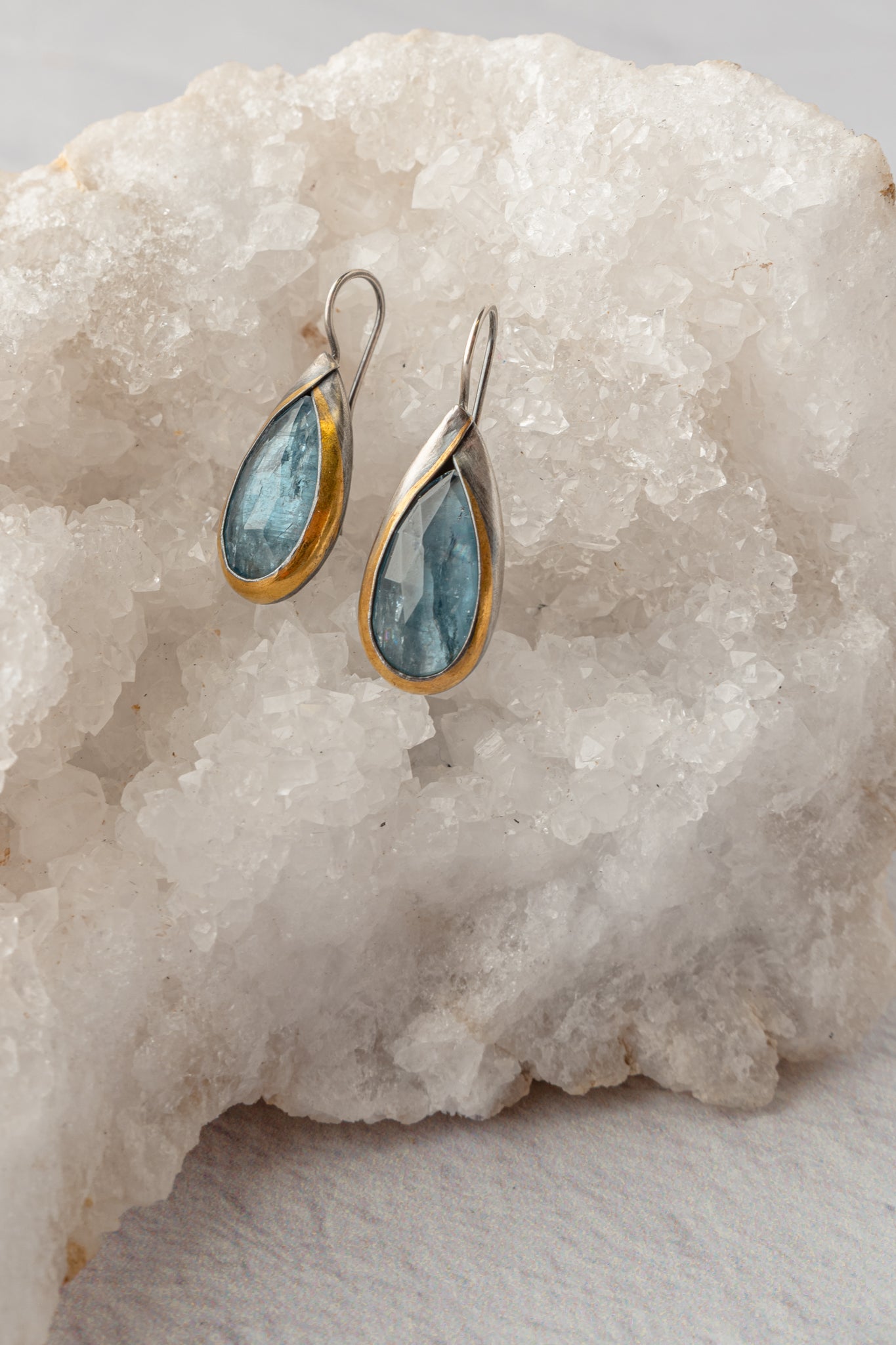Austin Titus Studio Small Teardrop Fold Earrings, Sky Blue Kyanite