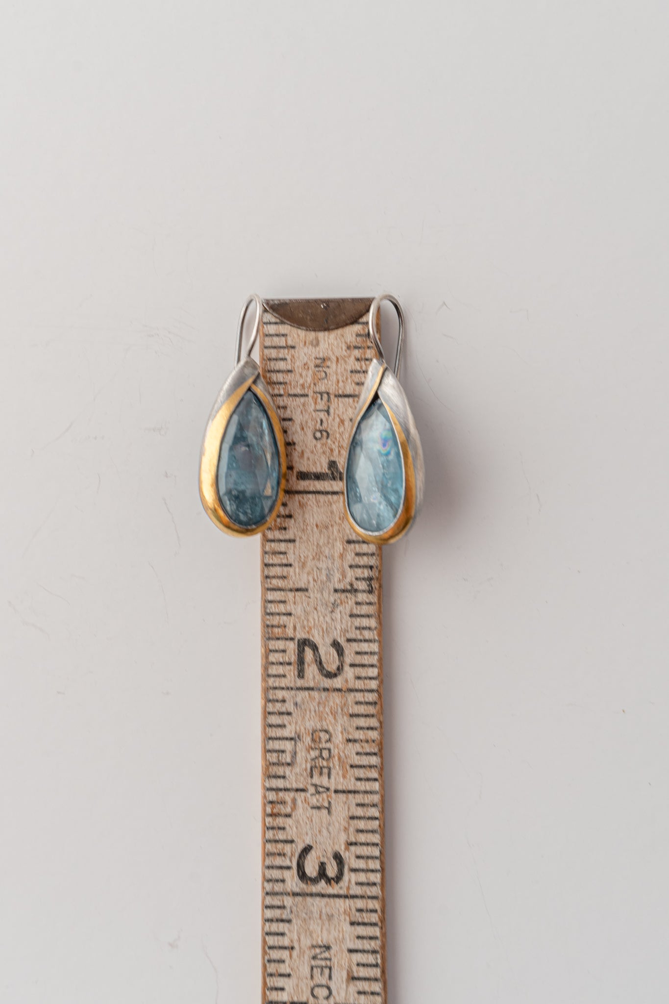 Austin Titus Studio Small Teardrop Fold Earrings, Sky Blue Kyanite