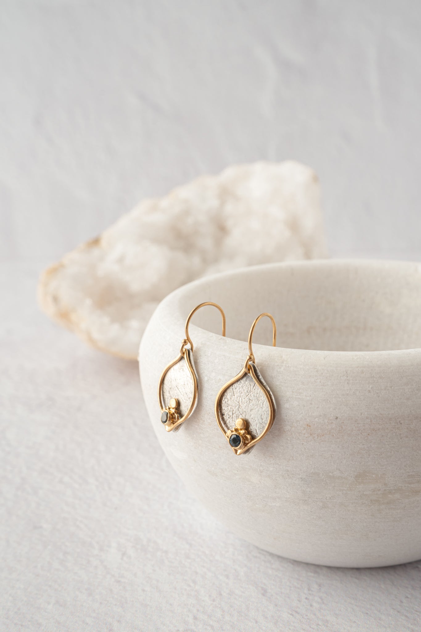Austin Titus Studio Two Tone Plum Earrings, London Blue Topaz