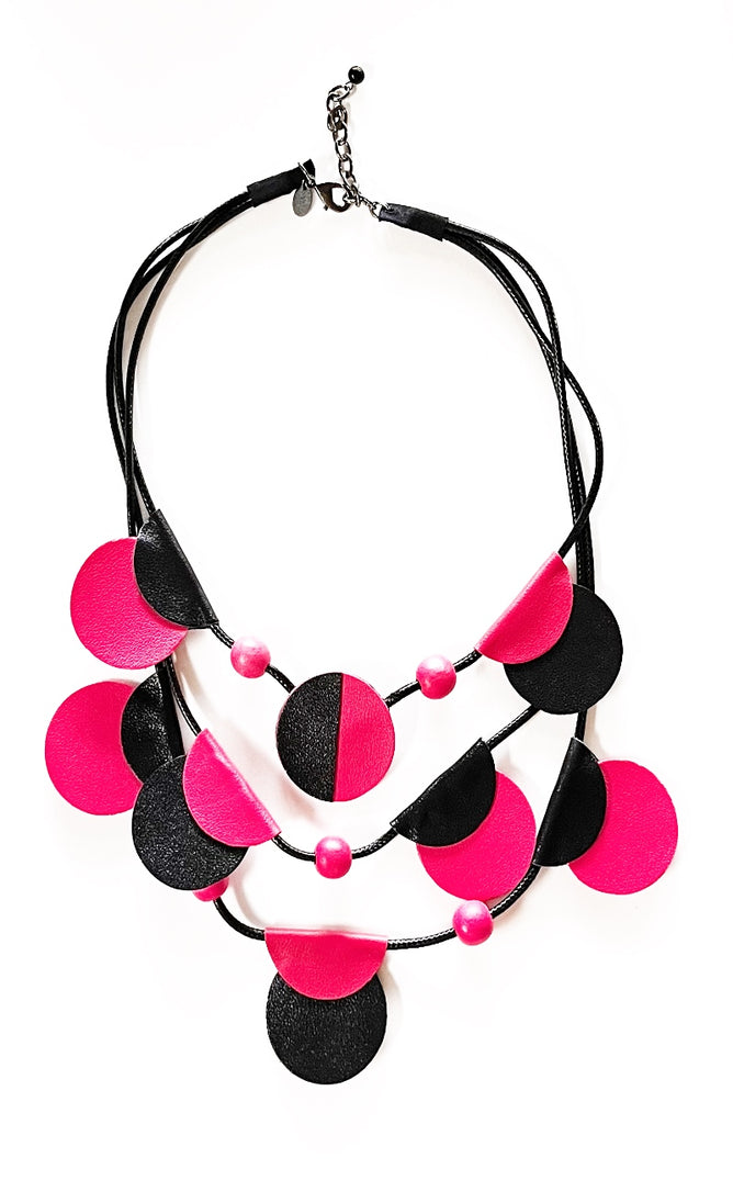 Sylca Designs Verona Leather Necklace, Pink