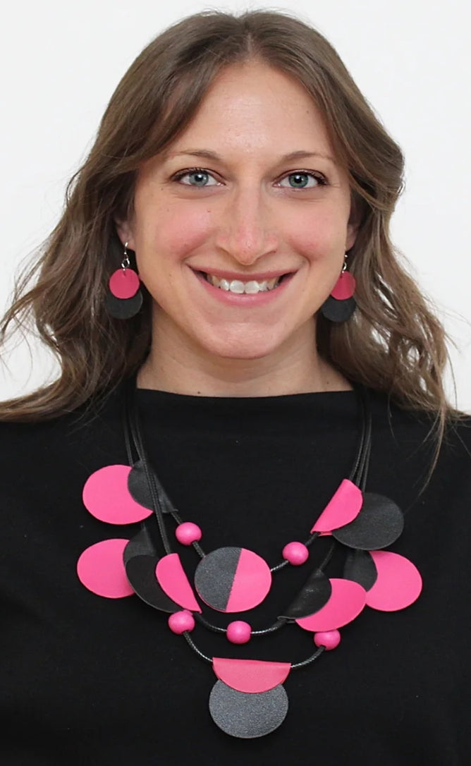 Sylca Designs Verona Leather Necklace, Pink