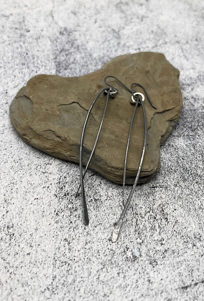 red i jewelry Wave Earrings, Oxidized Silver