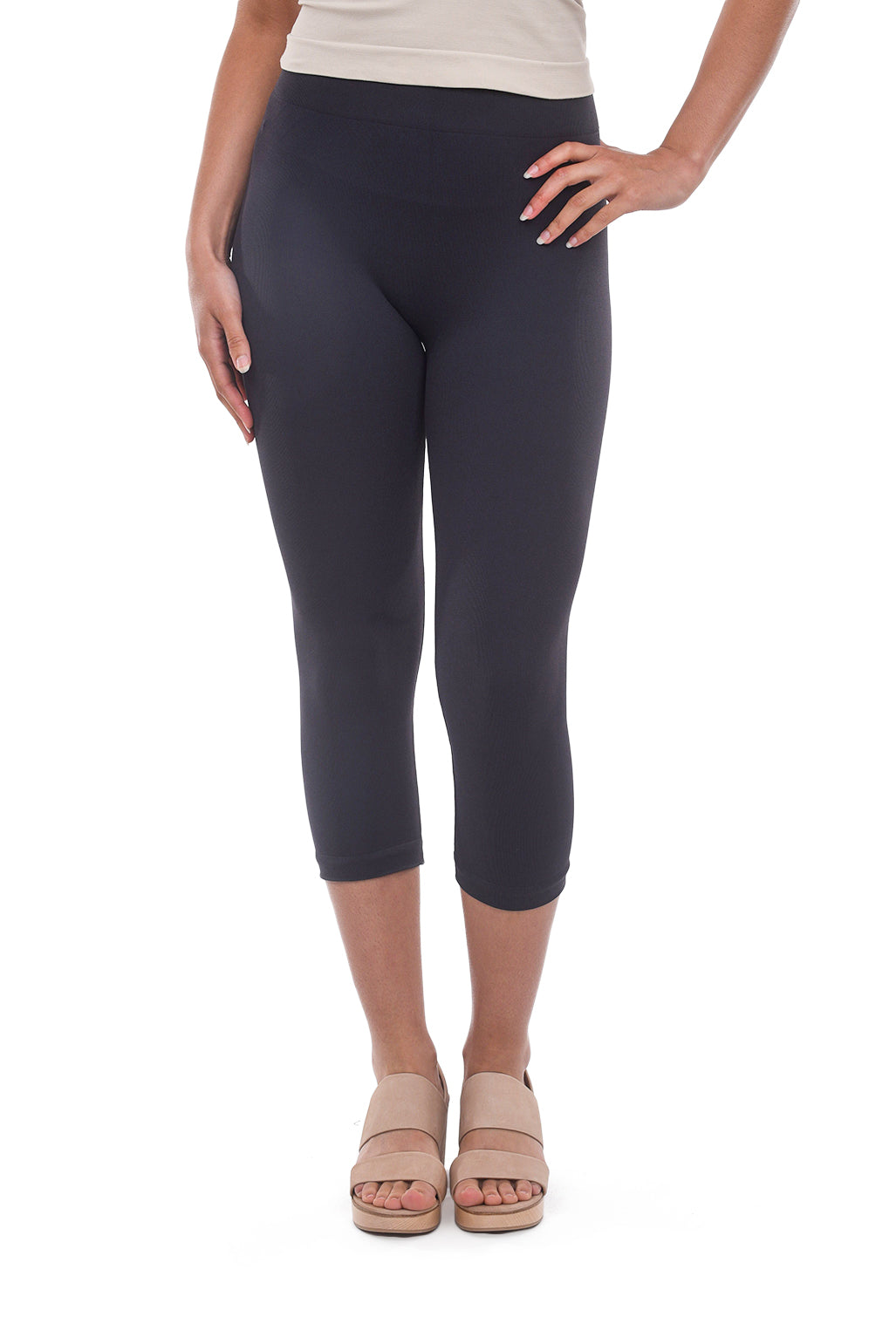 Tees by Tina MicroRib Capri Leggings, Storm Gray