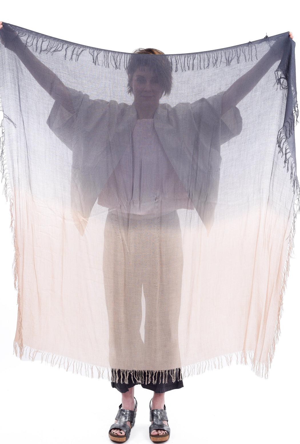 Blue Pacific Tissue Solid Scarf, Slate/Brazilian Sand