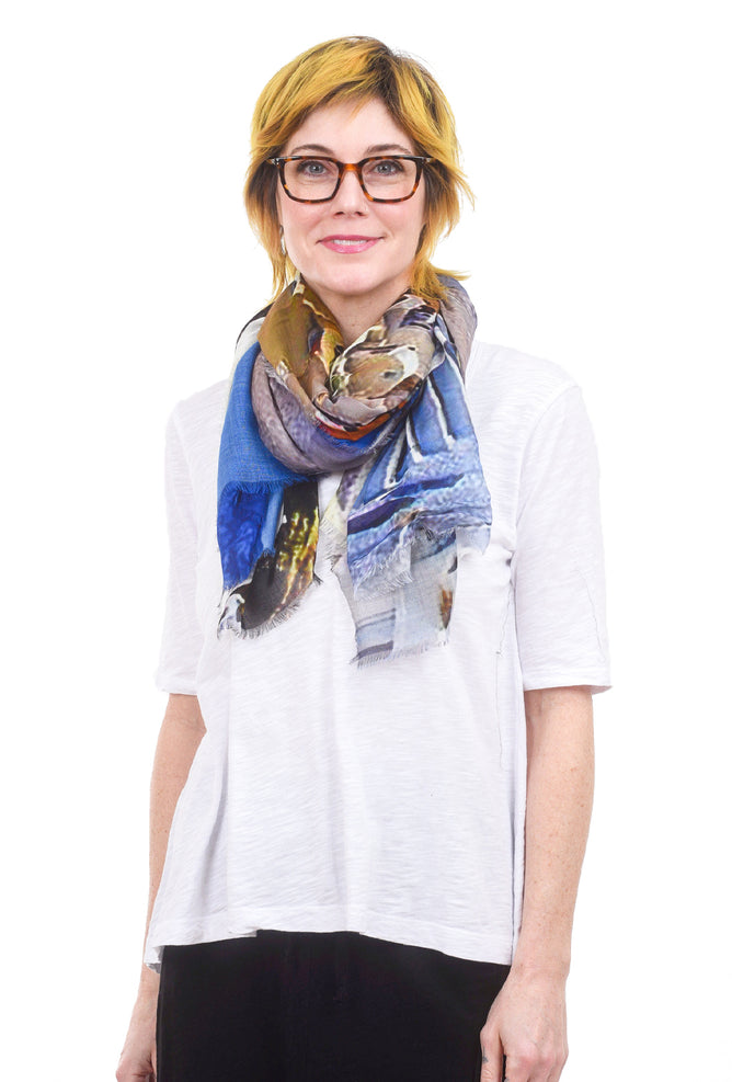 Blue Pacific Vintage Artisan Scarf, Greece