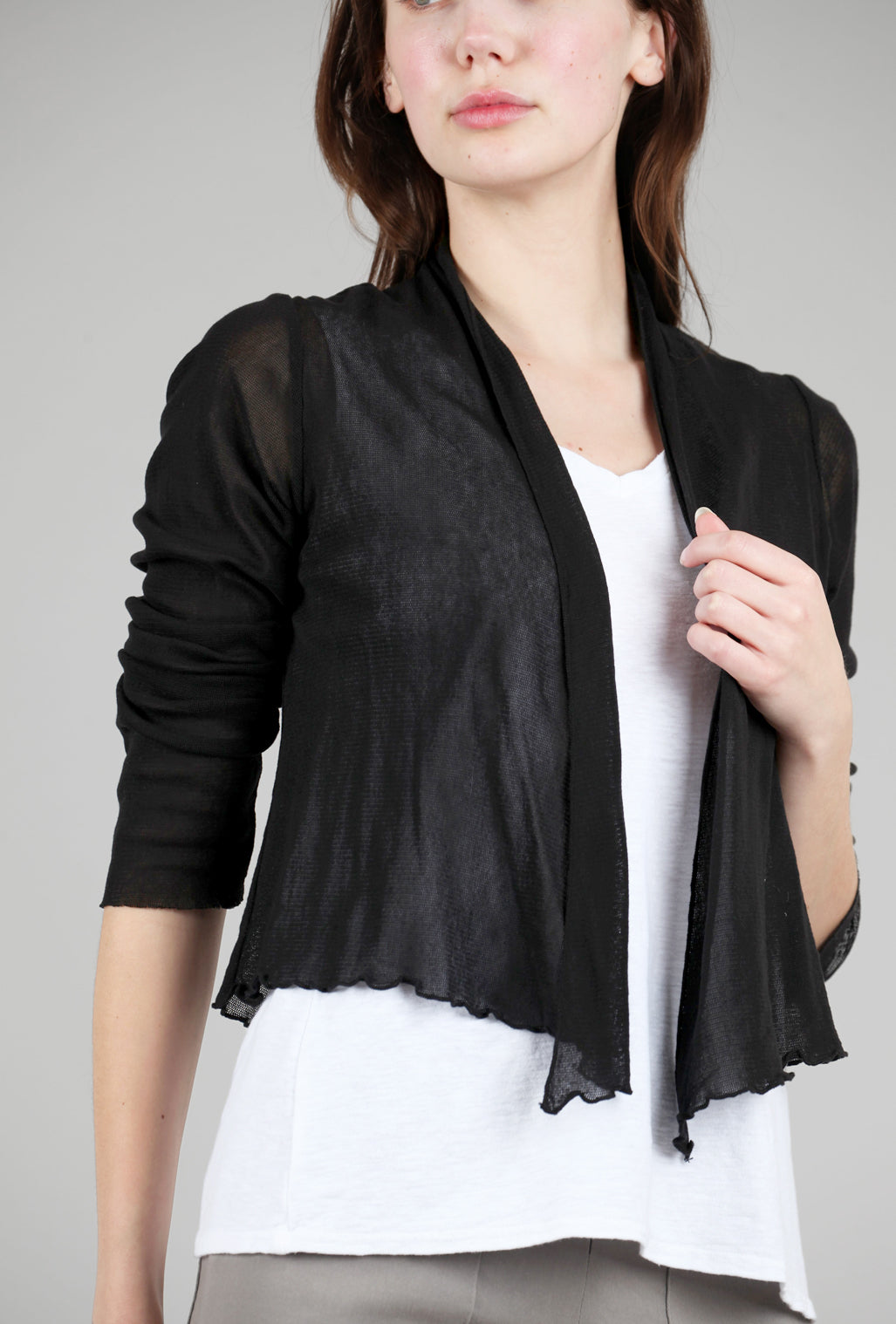 Cut Loose Cropped Tulle Cardie, Black