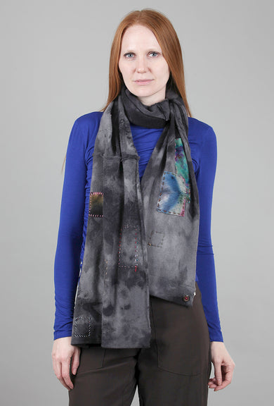 Galadriel Mattei Raw Coil Applique Cashmere Scarf, Patches/Gray