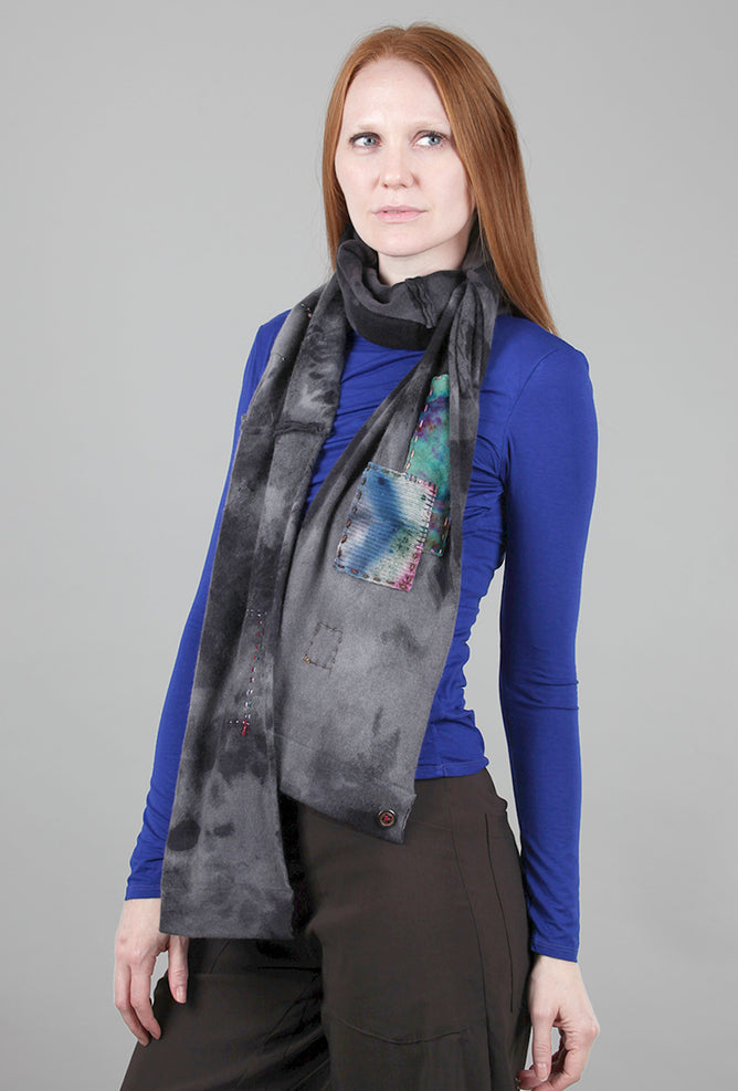 Galadriel Mattei Raw Coil Applique Cashmere Scarf, Patches/Gray